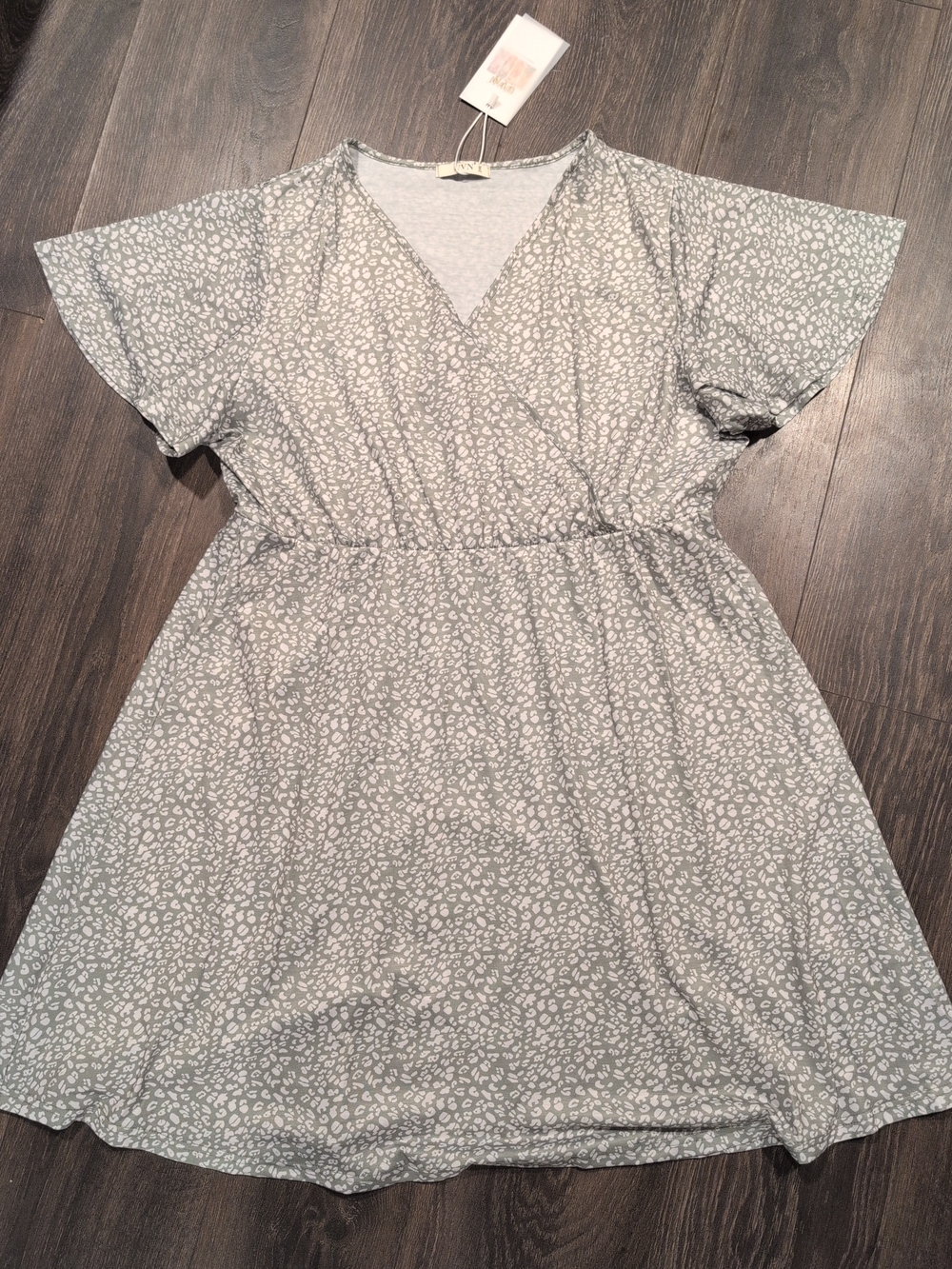 Womens Ruffle Short Sleeve V Neck A-Line Midi Floral Dress Boho Size 2XL NWT